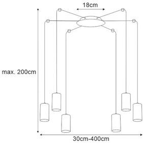 Czarna loftowa lampa wisząca pająk - S782-Lona