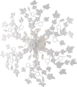 Edera lampa sufitowa białe żelazo, dekoracja shabby chic, kryształowe cyrkonie, 6 lamp, Ø80 cm