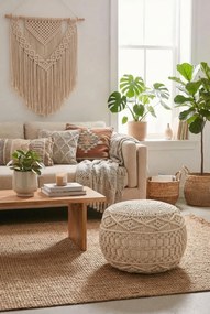 Ręcznie wyplatany puf z makramy S2-G72