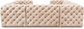 Narożnik Chesterfield Moet U z funkcją spania duży pikowany do salonu