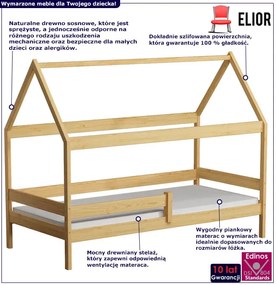 Drewniane łóżko skandynawskie, sosna Figlar 5X