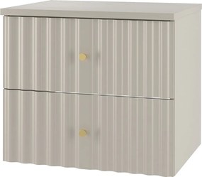 Kaszmirowy Zestaw Łazienkowy 60cm Szafka z Blatem Ryflowane Fronty Aqua