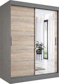 Szafa przesuwna 150 cm antracyt + dąb sonoma F1-B21