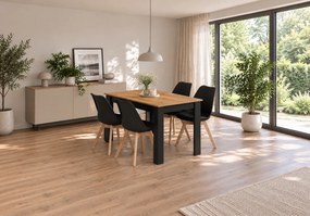 Zestaw stół i 4 krzesła Savio 033, 120x80 cm, dąb craft/czarny, krzesła czarne