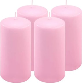 Zestaw świec słupkowych, 15 cm, Ø 7,5 cm, różowy, 4 sztuki.