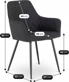 Krzesło Tapicerowane do Jadalni BRESSO 2 Czarne Nowoczesne Loft