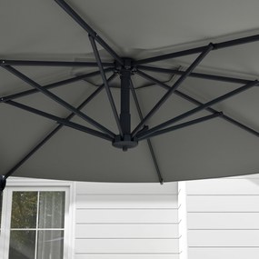 Outsunny Parasol Ogrodowy 3m Korba Regulowany Obrotowy Metal Ciemnoszary | Aosom PL