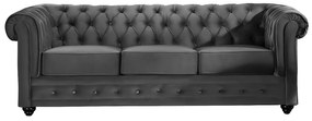 Kanapa 3-osobowa CHESTERFIELD - Antracytowy welur
