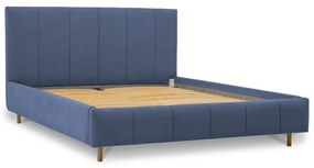 Niebieskie tapicerowane łóżko dwuosobowe ze stelażem 160x200 cm Zee – Scandic
