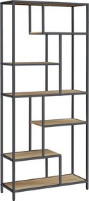 Asymetryczny regał w stylu loft Malabu 119, dąb sonoma