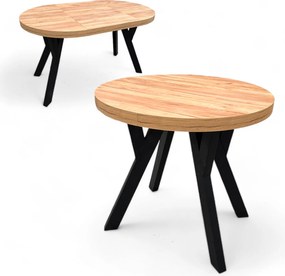 Stół okrągły mały Ø80 cm rozkładany do 130 cm Czarny + Dąb Craft na 6 osób