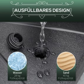 Outsunny Podstawa do Parasola Napełniana Wodą lub Piaskiem do 40kg Stabilna i Wytrzymała Czarna Ø60x36H cm Idealna do Ogrodu | Aosom PL