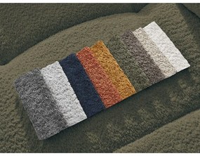 Rozkładany/ze schowkiem narożnik z materiału bouclé (lewostronny/z szezlongiem) w kolorze khaki Roxelane – Bobochic Paris