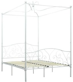 Łóżko metalowe z baldachimem w kolorze białym 180x200 cm F5-B63
