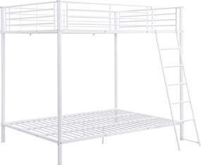 Łóżko piętrowe 2 x 140 x 190 cm - Metal - Biały + Materac - GEMINI II