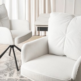 Krzesło Tapicerowane Obrotowe do Salonu CITY Kremowe Sztruksowe Nowoczesne