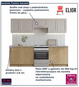 Nowoczesne meble kuchenne 240 cm dąb cremona + kaszmir  P7-E79