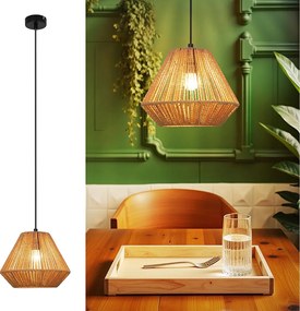 NETTLIFE Vintage lampa wisząca do jadalni 1 żarówka z konopnej liny latarnia projekt E27 lampa do jadalni