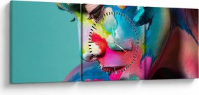 Obraz - Body art (z zegarem) (90x30 cm)