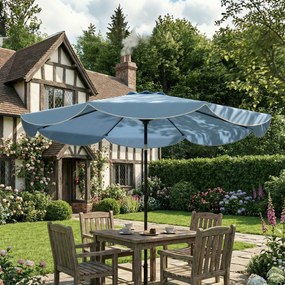 Outsunny Parasol ogrodowy okrągły balkonowy z 3-stopniową regulacją nachylenia, korbka, 8 żeber, Ø265 x 235H cm, jasnoniebieski | Aosom PL