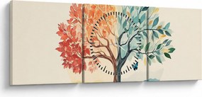 Obraz – Podwójne drzewo z motylem (z zegarem) (90x30 cm)
