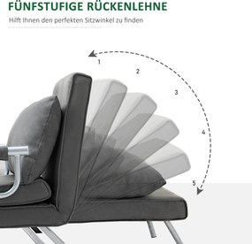 HOMCOM Rozkładany fotel z funkcją spania podłokietniki łóżko rozkładane łóżko dla gości szezlong 3 w 1 szary