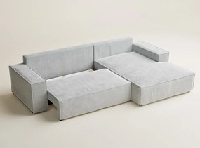 Jasnoszary rozkładany/ze schowkiem narożnik z tkaniny szenilowej (prawostronny/z szezlongiem) Maze – Maison de Rêve