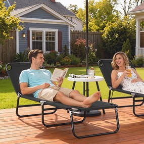 Outsunny Leżanka słoneczna 5stopniowo regulowane oparcie szybko schnąca rama metalowa 190x56x28cm czarny | Aosom PL