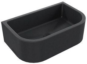 Umywalka betonowa półokrągła wisząca / nablatowa bez otworu na baterię 49 x 30 cm PALANGA | różne kolory : Kolor - Czarny, Typ montażu - nablatowa