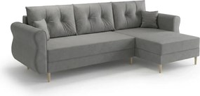 Rozkładana narożna sofa SILVIANO 230x140 cm, szara, uniwersalna