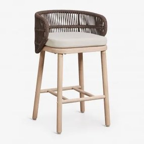 Zestaw 4 Wysokich Stołków Ogrodowych Z Drewna Akacjowego I Plecionego Sznurka Capri Chocolate & ↑65 Cm - Sklum