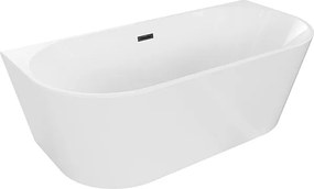 Mexen Oval wanna wolnostojąca przyścienna 180 x 80 cm, biała, przelew czarny - 52671808000-70