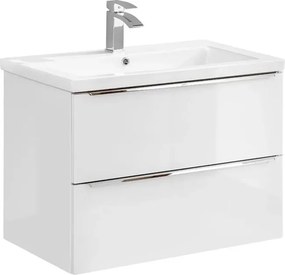 Podwieszana szafka łazienkowa z umywalką Biały połysk 80 cm B2-F42