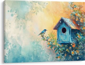 Obraz - Domek dla ptaków, akwarela (70x50 cm)