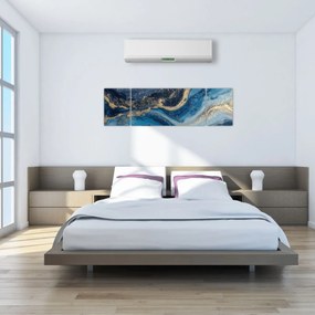 Obraz - Abstrakcyjny niebiesko-złoty marmur (170x50 cm)