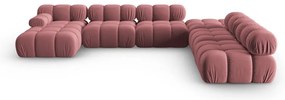 Różowa aksamitna sofa 379 cm Bellis – Micadoni Home