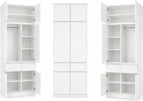 Biała minimalistyczna dwudrzwiowa szafa z nadstawką 100 cm  K6-T48