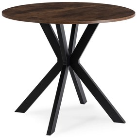 Stół Okrągły LAUREN 90 cm Dąb Rustykalny/Czarny Loft Nowoczesny