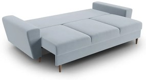 Jasnoniebieska aksamitna rozkładana/ze schowkiem sofa 235 cm Kyoto – Cosmopolitan Design