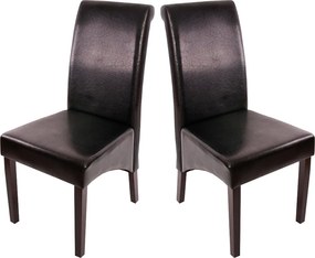 Krzesło do jadalni Cesena (zestaw 2 sztuk),  skóra, czarny, ciemne nóżki