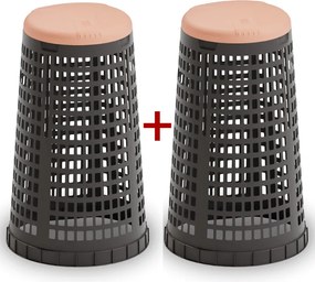 Plastikowy kosz na worki na odpady 120 l 1+1 GRATIS czarny, czerwone wieko
