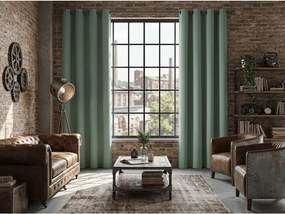Szaro-zielona zasłona OXFORD 140x250 cm Zawieszanie: Taśma z wiązaniami