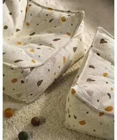Biały dziecięcy worek do siedzenia z materiału bouclé/z tkaniny szenilowej Terrazzo Chair – Wigiwama