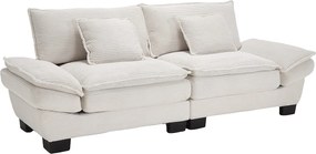 Sofa dwuosobowa - Sofa prosta z poduszkami - beżowa - do salonu i sypialni