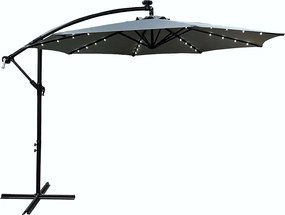 Parasol ogrodowy MILIN jasnoszary z oświetleniem LED waga 12,7 kg wymiary 300x00x45 cm