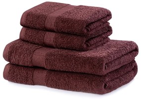 Brązowe bawełniane ręczniki zestaw 4 szt. frotte Marina – DecoKing