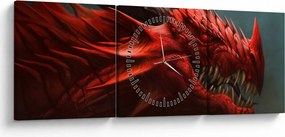 Obraz - Smok (z zegarem) (90x30 cm)