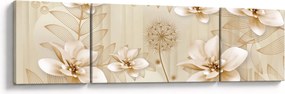 Obraz - Kompozycja złotych kwiatów (170x50 cm)