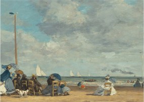 Obraz - Eugène Boudin, Beach  at Trouville, reprodukcje (70x50 cm)