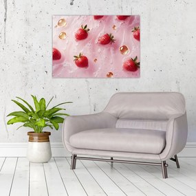 Obraz - Truskawki w bąbelkach (70x50 cm)